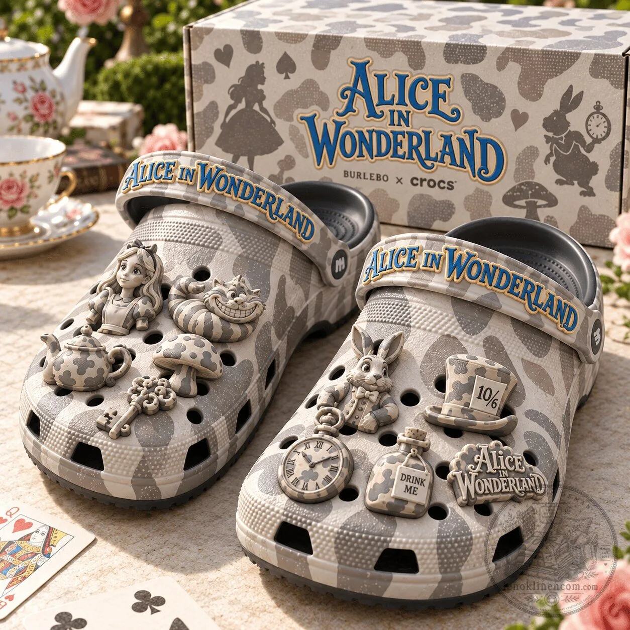 Alice in Wonderland Crocs Clogs with Jibbitz Charms