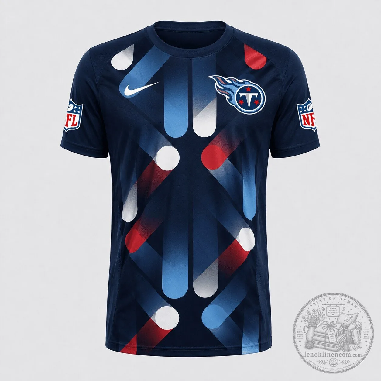 Tennessee Titans NFL Football Team Dark Blue Performance All Over Print T-Shirt