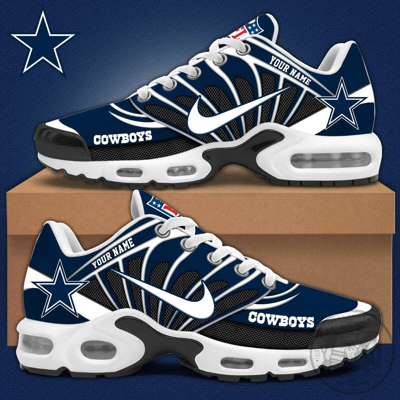 Dallas Cowboys Custom Name NFL Team Logo Sport Sneakers