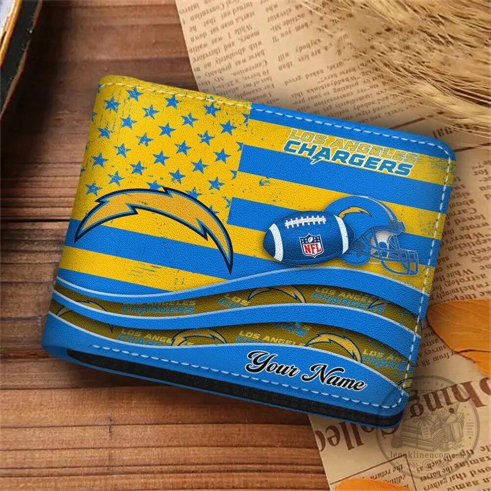 Los Angeles Chargers American Flag Personalized Wallet