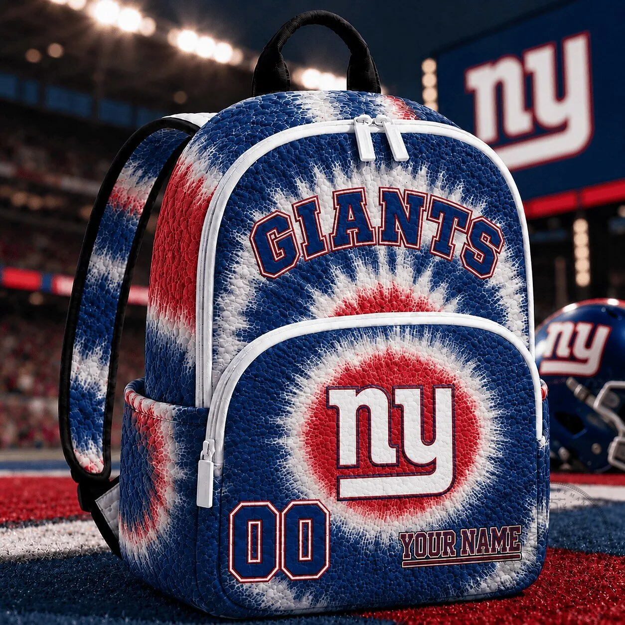 New York Giants NFL Tie-Dye Custom Name and Number Backpack