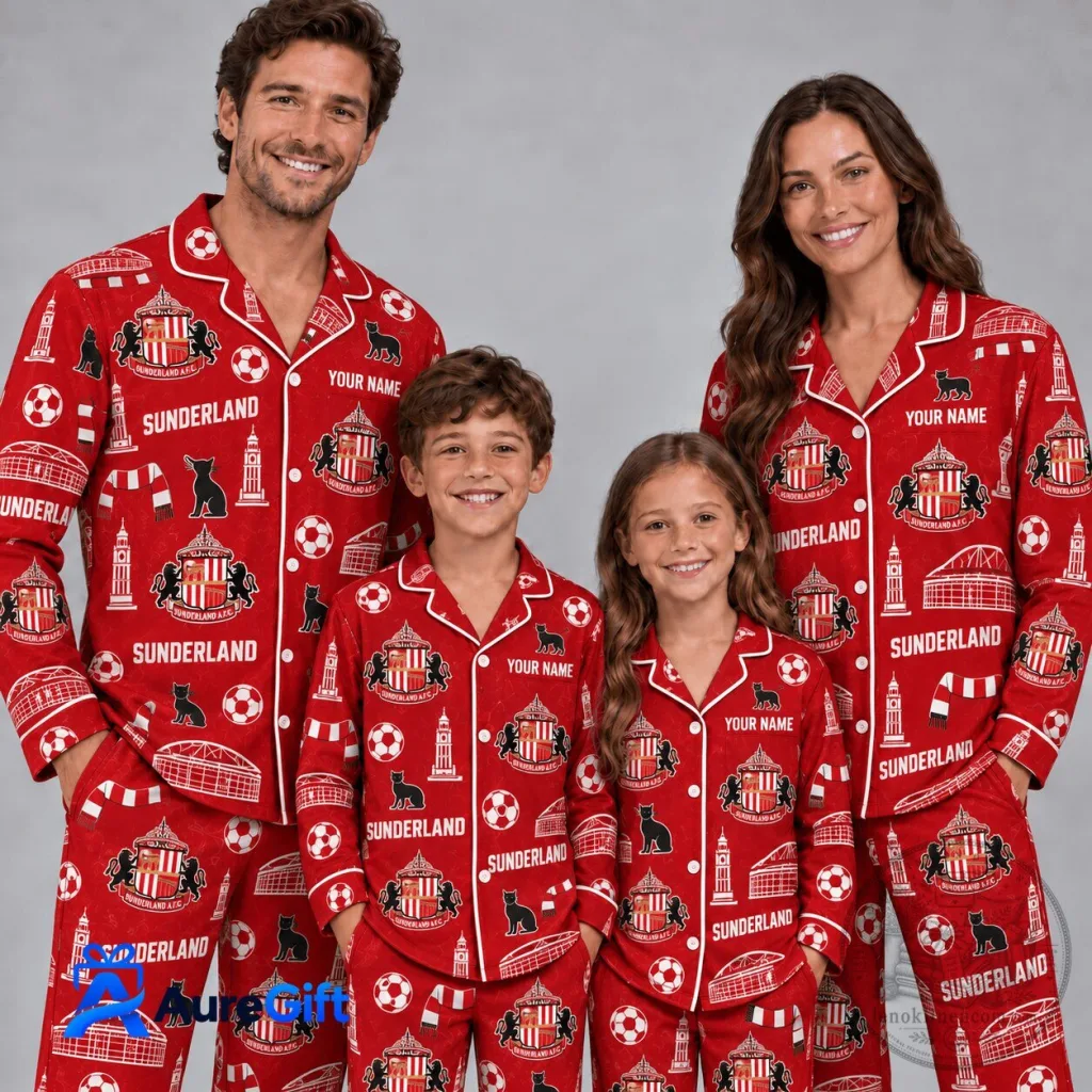 Sunderland Football Club Christmas Family Matching Personalized Pajamas Set Sunderland Football Club Christmas Family Matching Personalized Pajamas Set