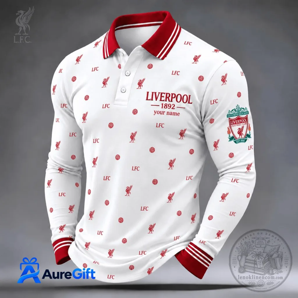Liverpool Football Club Personalized Long Sleeve Polo Shirt Liverpool Football Club Personalized Long Sleeve Polo Shirt