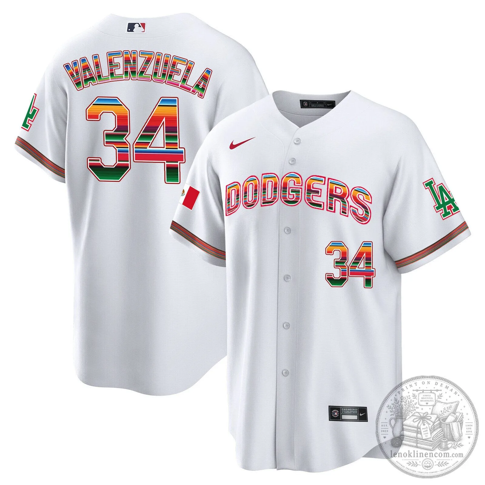 Los Angeles Dodgers Fernando Valenzuela Mexico Baseball Jersey Number 34