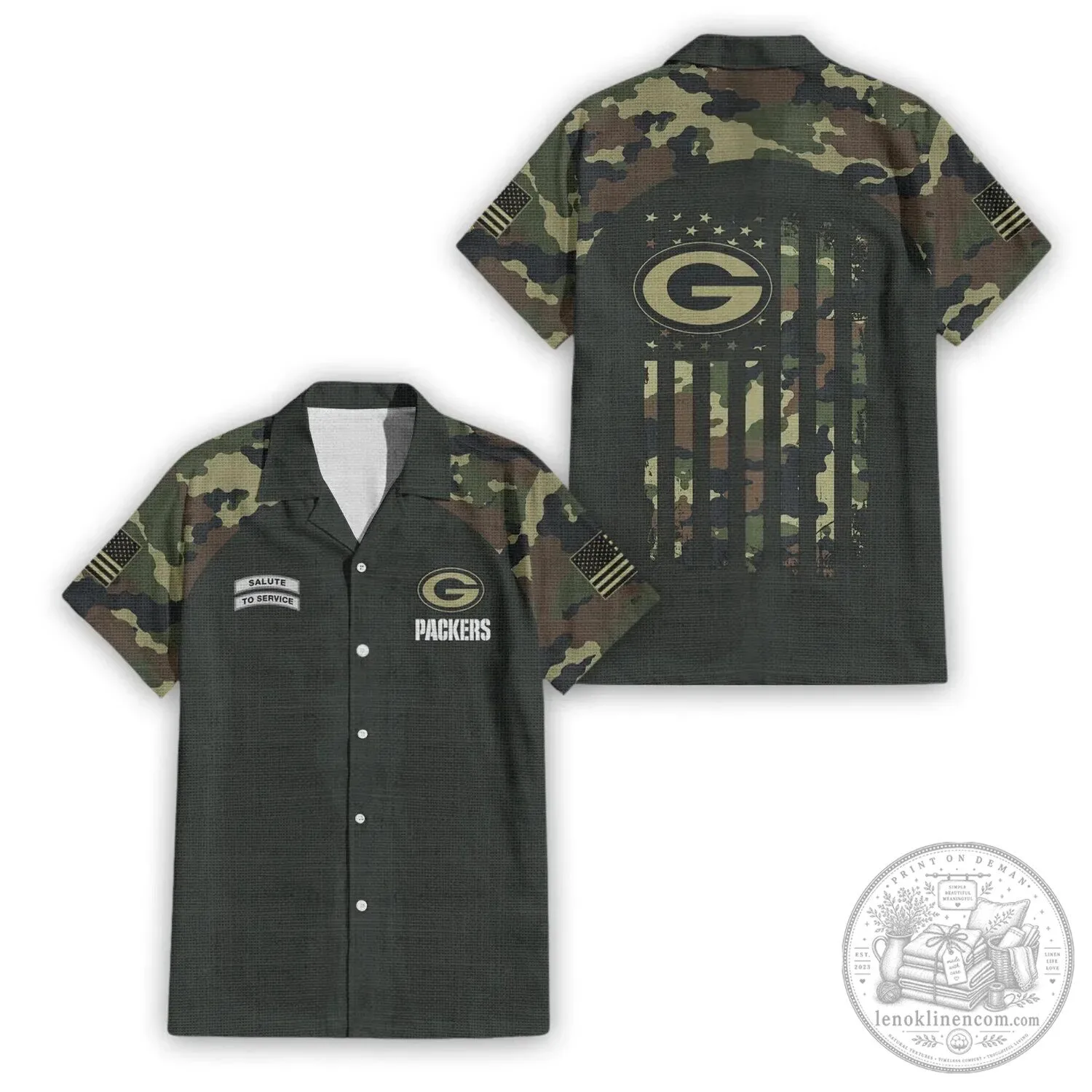 Hawaiian Shirt in Camouflage for Salute To Service by Green Bay Packers