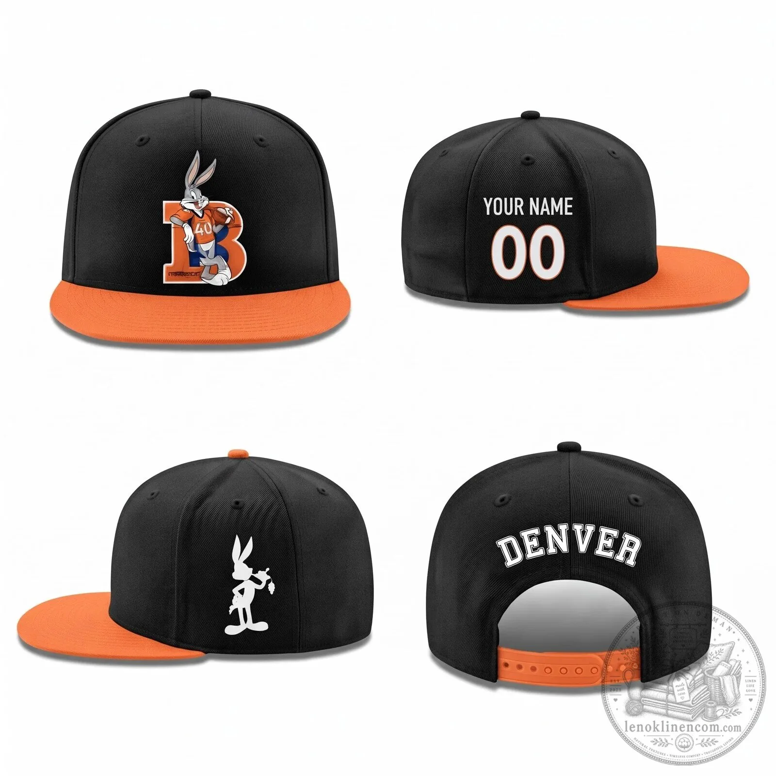 Denver Broncos Bugs Bunny Personalized Snapback Cap Hat