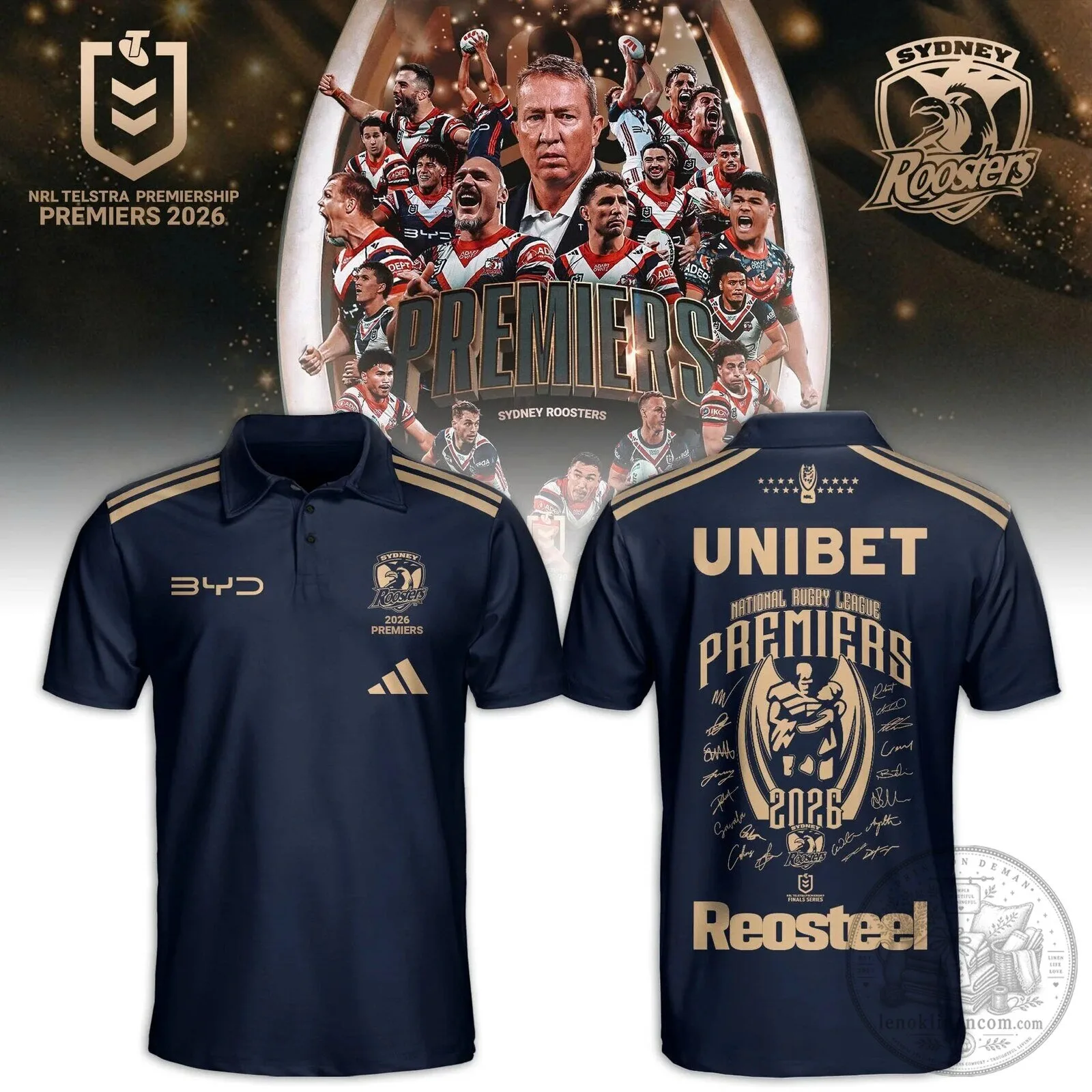 Polo Shirt for 2026 Sydney Roosters National Rugby League Champions