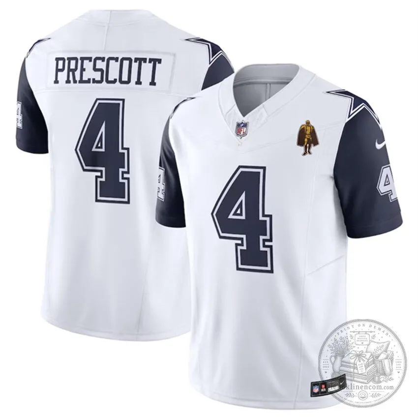 Dallas Cowboys Football Dak Prescott Number 4 White Jersey