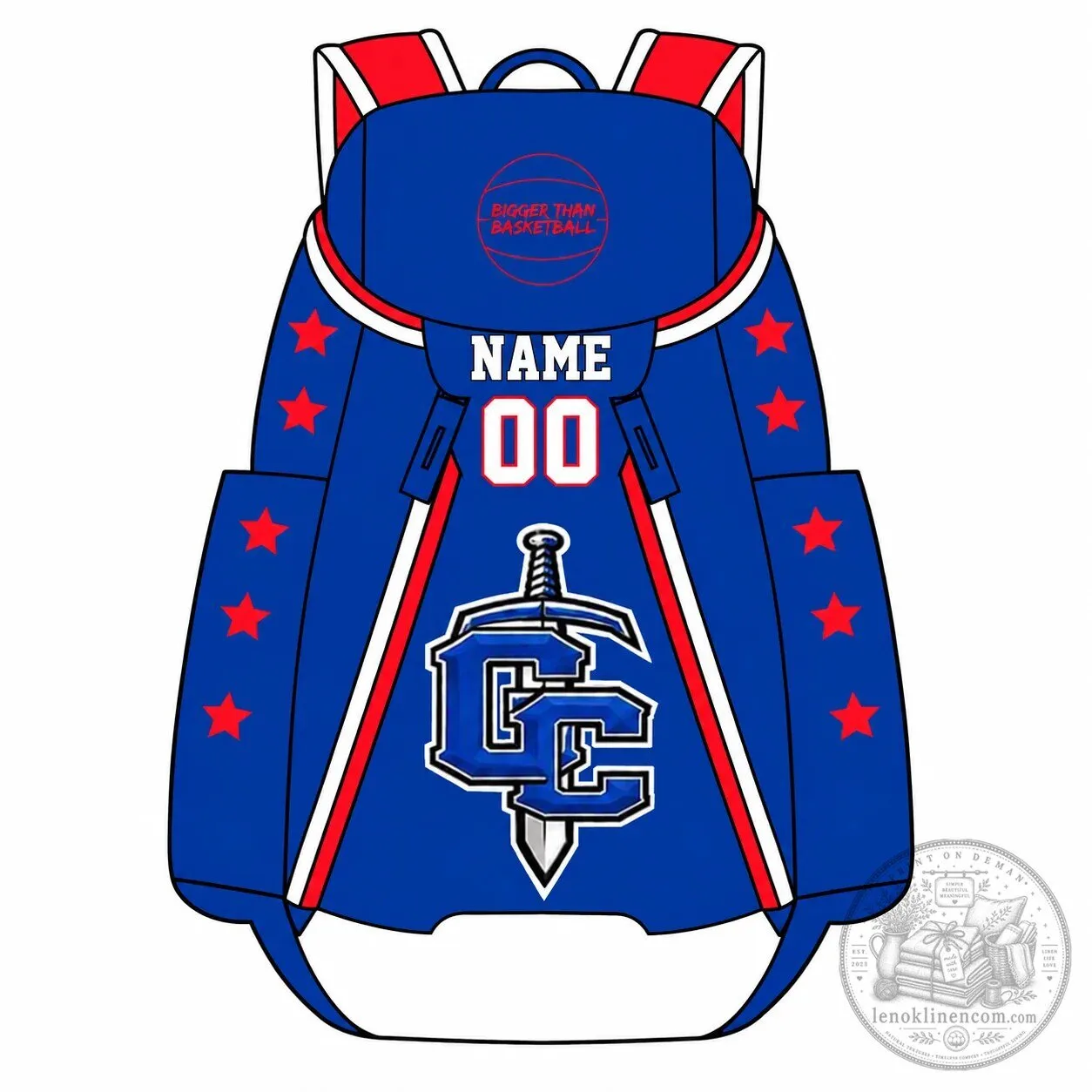 Grove City Titans Basketball Team Royal Blue Backpack with Red Stars