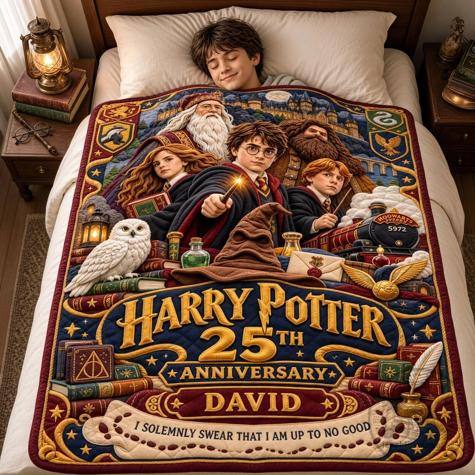 Harry Potter 25th Anniversary Personalized Quilted Blanket