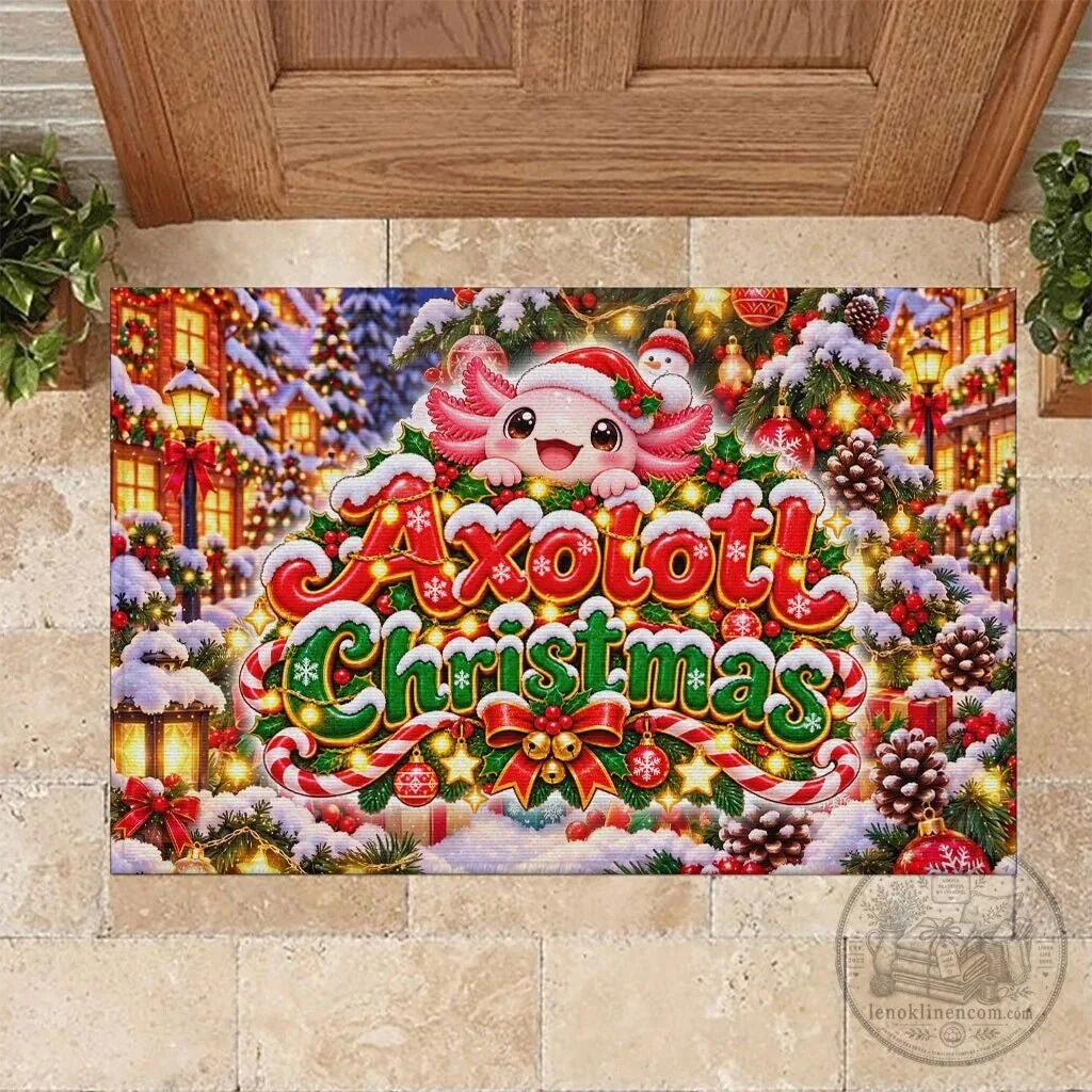 Axolotl Christmas Holiday Winter Wonderland Festive Welcome Doormat