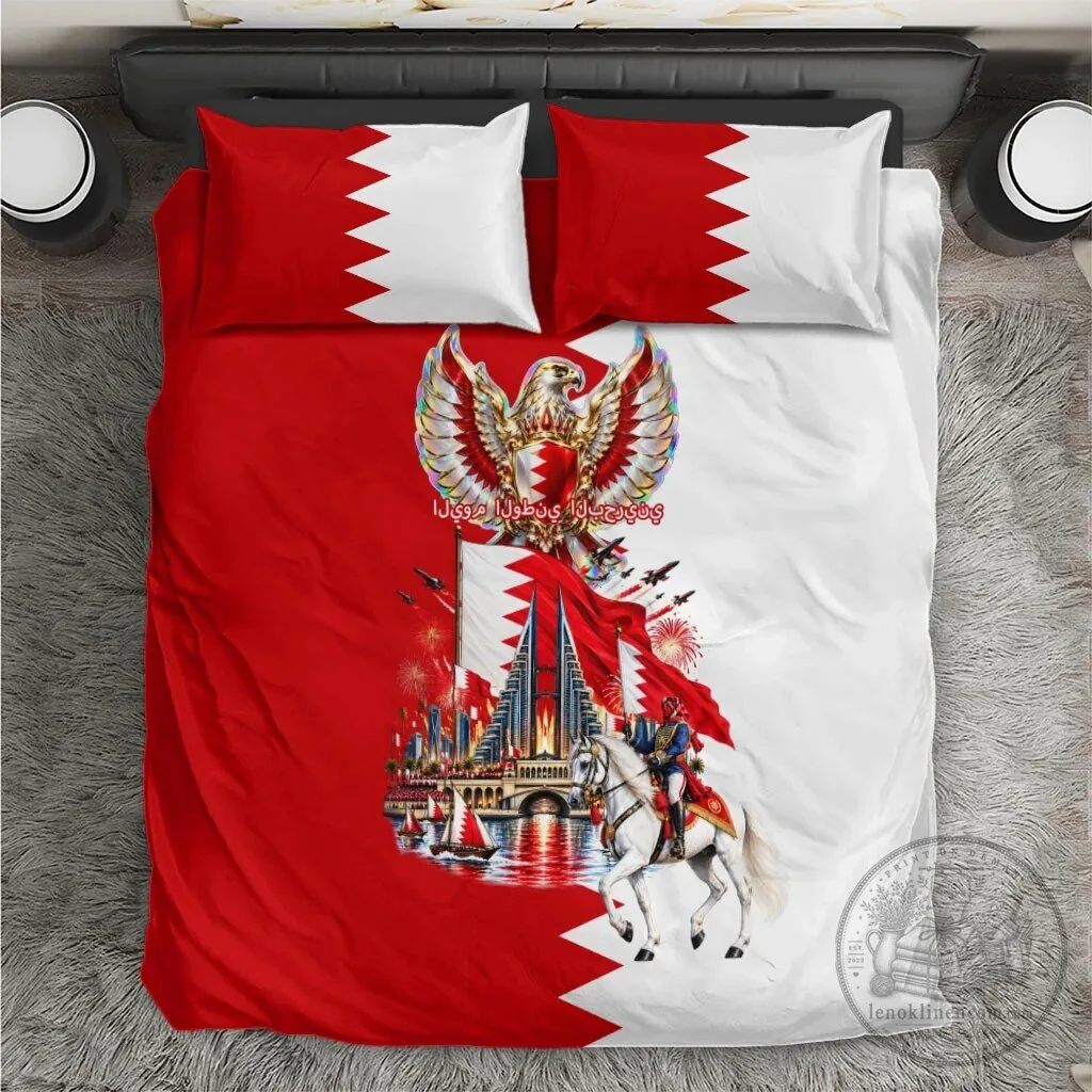 Bahrain National Day Cultural Emblem Flag Horse Knight Bedding Set