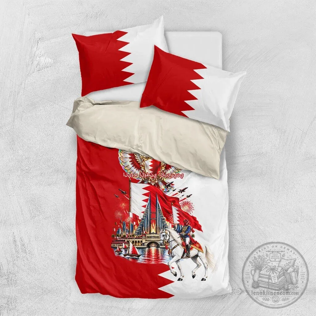 Bahrain National Day Cultural Emblem Flag Horse Knight Bedding Set 11 Bahrain National Day Cultural Emblem Flag Horse Knight Bedding Set