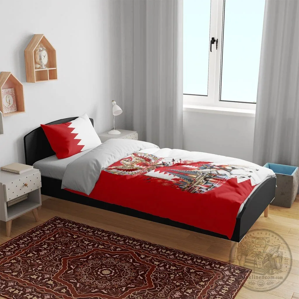 Bahrain National Day Cultural Emblem Flag Horse Knight Bedding Set 12 Bahrain National Day Cultural Emblem Flag Horse Knight Bedding Set