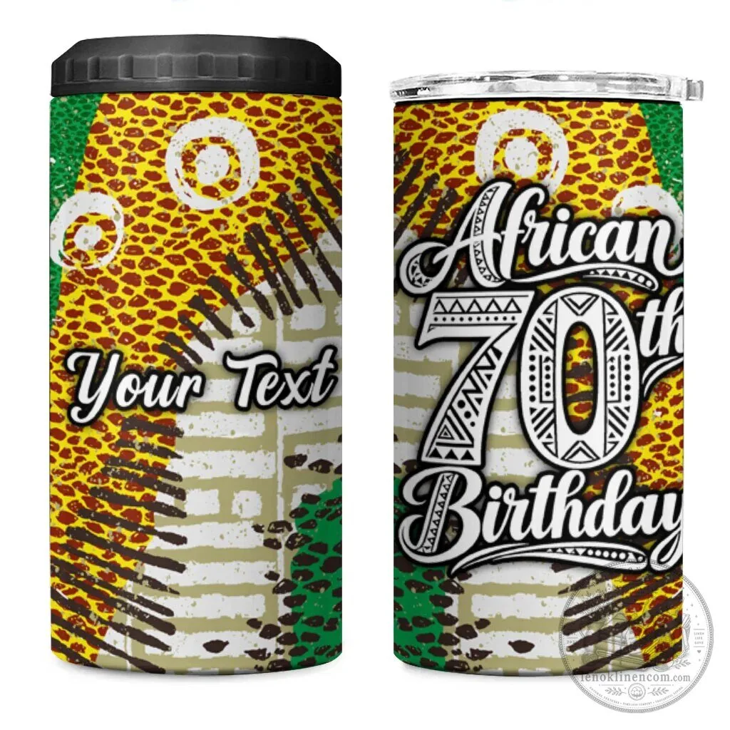 Personalized African 70th Birthday Tribal Animal Print Insulated Can Cooler