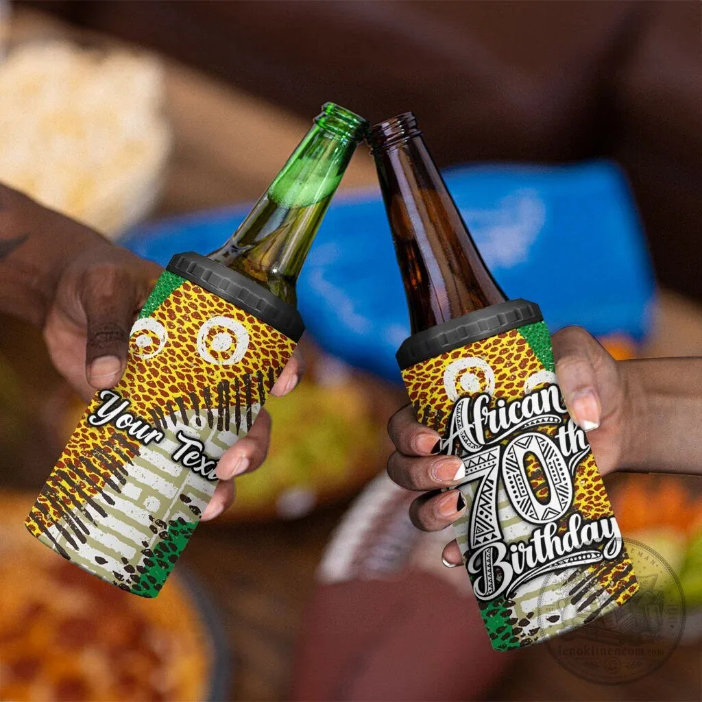 Personalized African 70th Birthday Tribal Animal Print Insulated Can Cooler 12 Personalized African 70th Birthday Tribal Animal Print Insulated Can Cooler