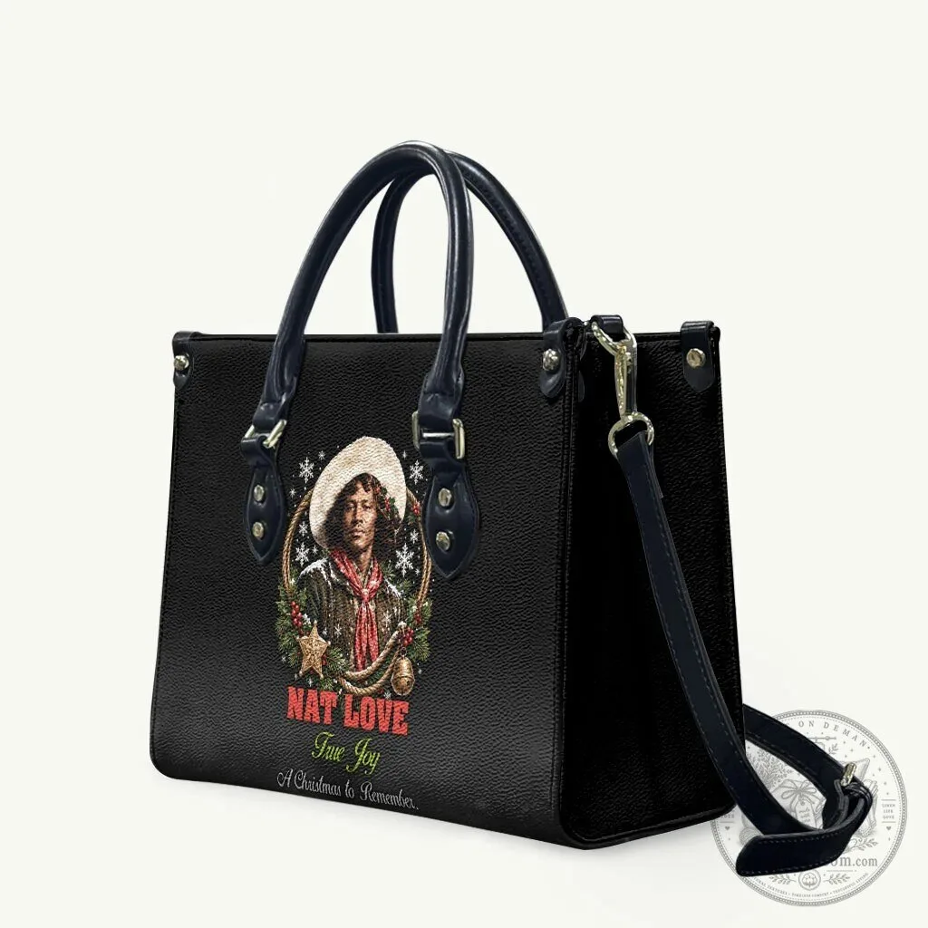 Nat Love Wild West Christmas Leather Handbag African American Cowboy Holiday Portrait Art