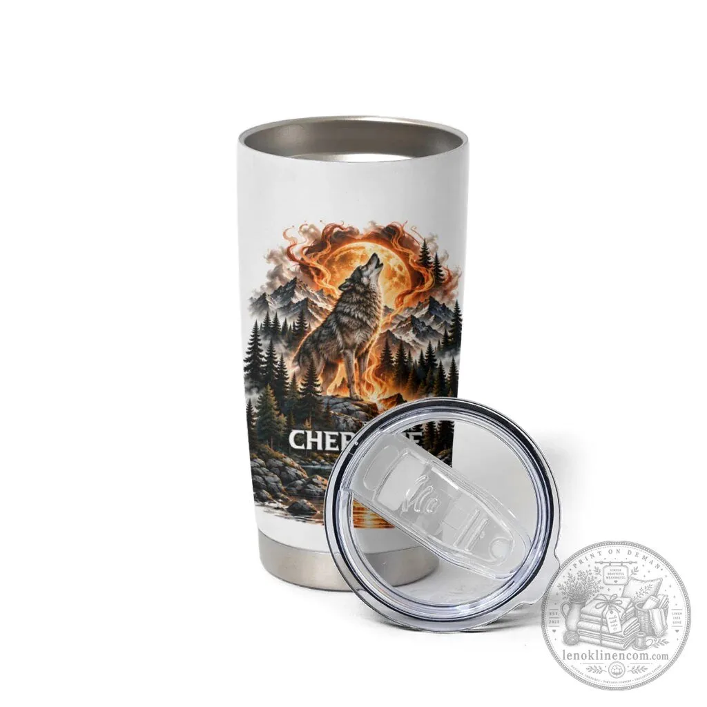 Cherokee Wolf and Native American Chief Tribal Nature Landscape Tumbler 6 Cherokee Wolf and Native American Chief Tribal Nature Landscape Tumbler