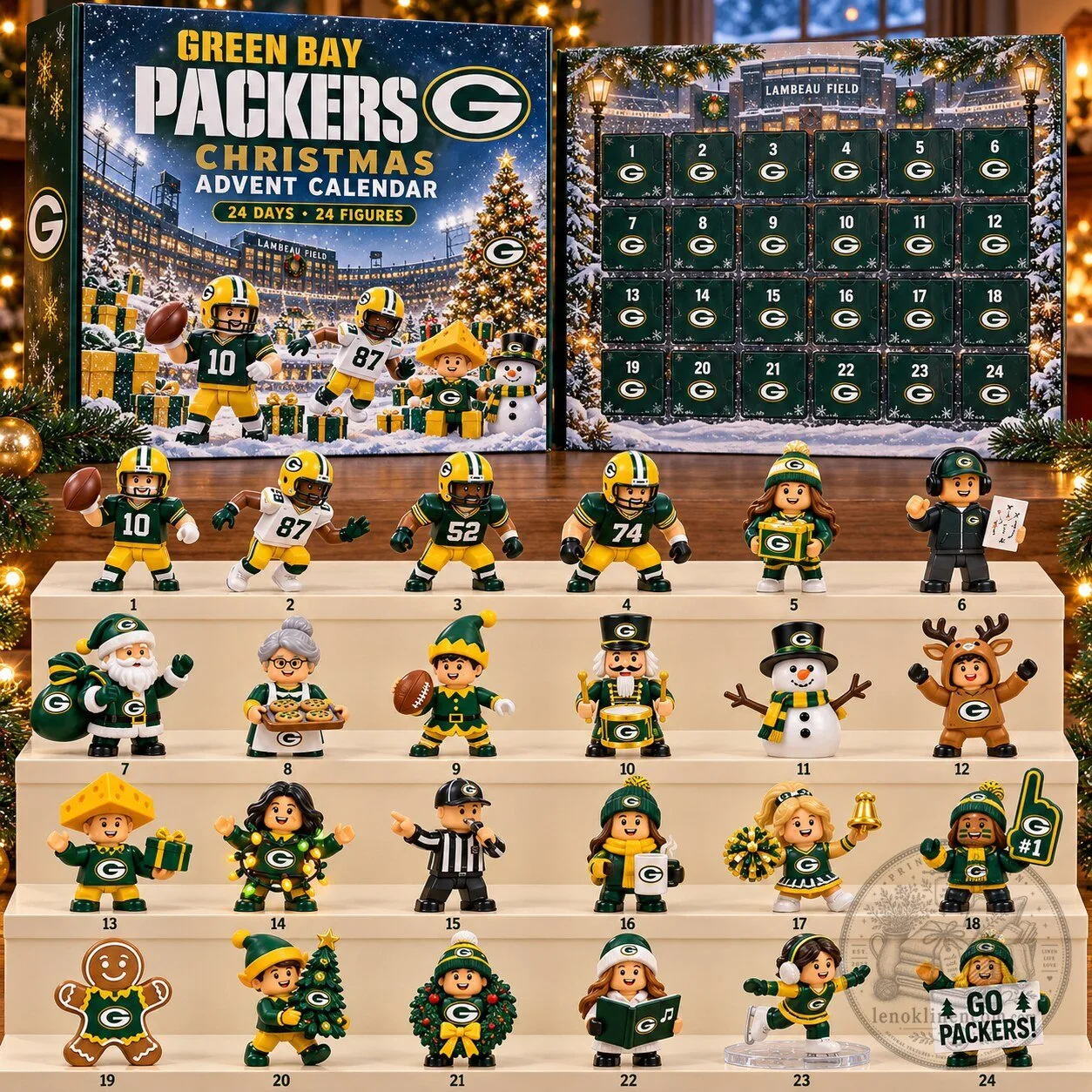 Green Bay Packers Christmas Advent Calendar with 24 Collectible Figurines