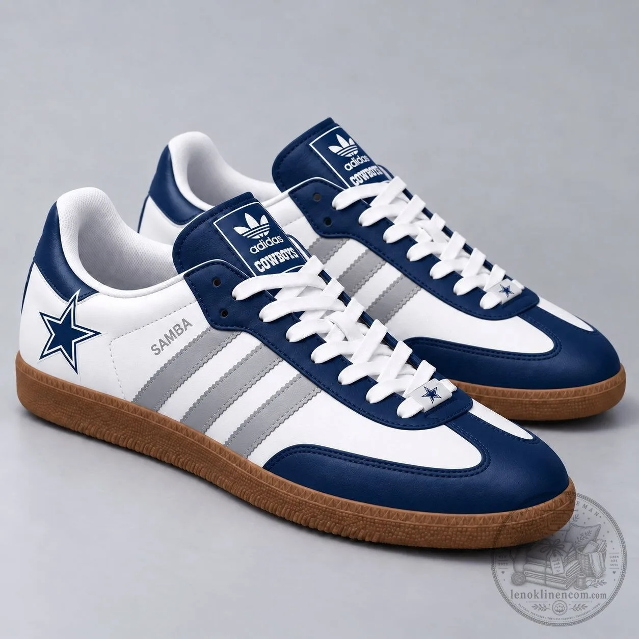 Dallas Cowboys Adidas Samba Team Pride White Blue Athletic Shoes