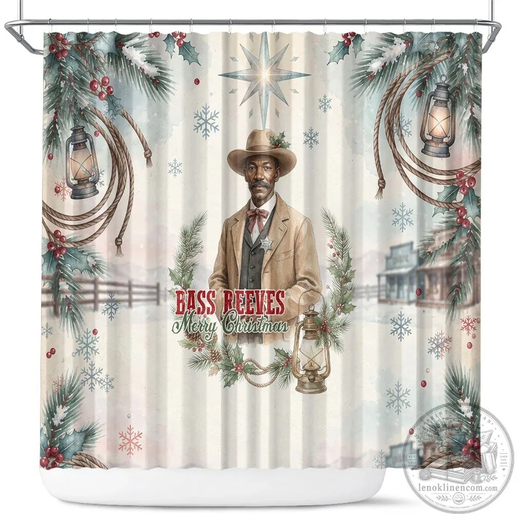 Bass Reeves Merry Christmas Old West Deputy Lawman Holiday Shower Curtain
