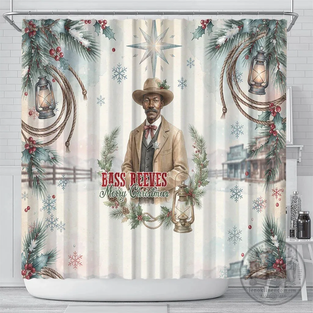Bass Reeves Merry Christmas Old West Deputy Lawman Holiday Shower Curtain 6 Bass Reeves Merry Christmas Old West Deputy Lawman Holiday Shower Curtain