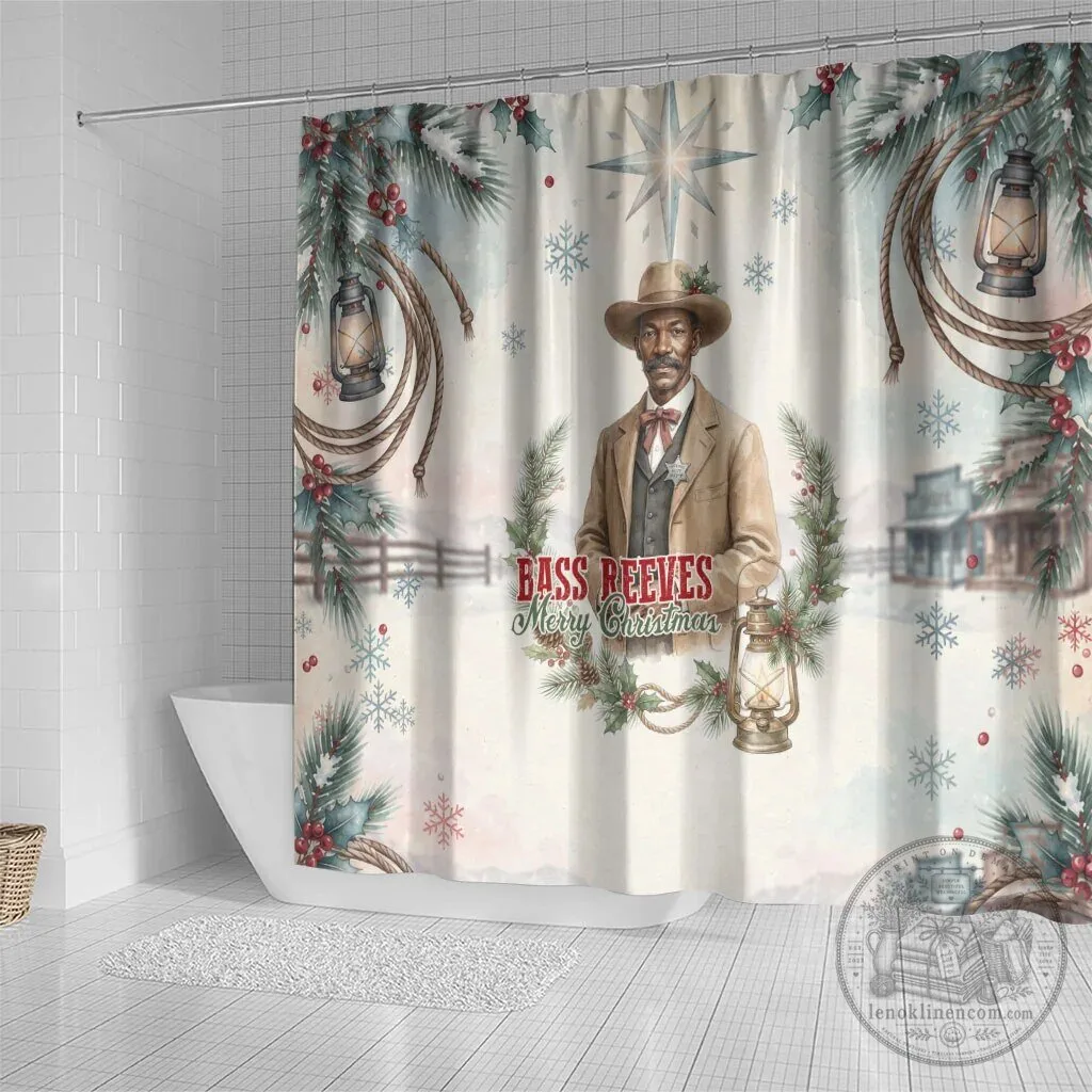 Bass Reeves Merry Christmas Old West Deputy Lawman Holiday Shower Curtain 7 Bass Reeves Merry Christmas Old West Deputy Lawman Holiday Shower Curtain
