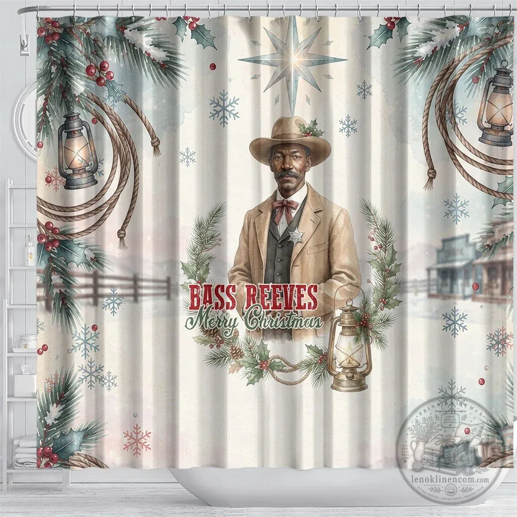 Bass Reeves Merry Christmas Old West Deputy Lawman Holiday Shower Curtain 8 Bass Reeves Merry Christmas Old West Deputy Lawman Holiday Shower Curtain