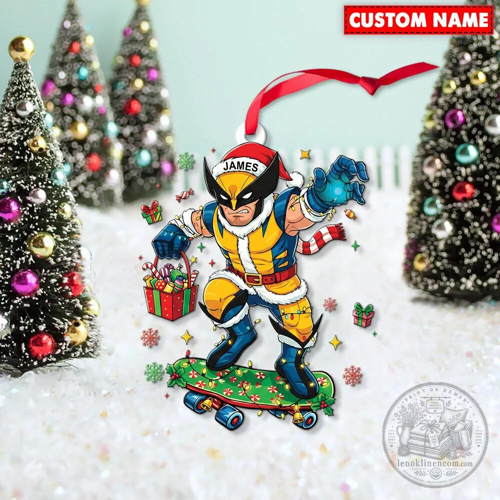 Wolverine Christmas Skateboard Holiday Ornament with Custom Name 7 Wolverine Christmas Skateboard Holiday Ornament with Custom Name