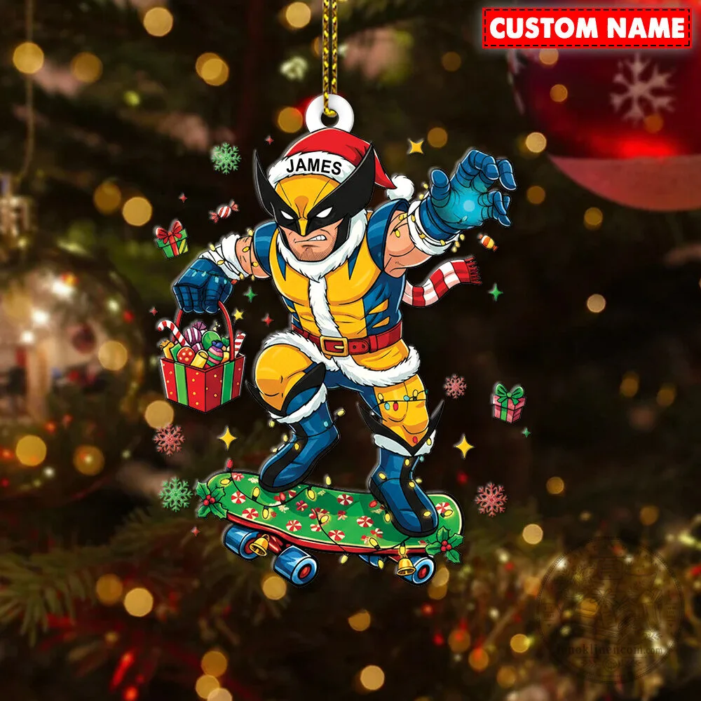 Wolverine Christmas Skateboard Holiday Ornament with Custom Name 9 Wolverine Christmas Skateboard Holiday Ornament with Custom Name