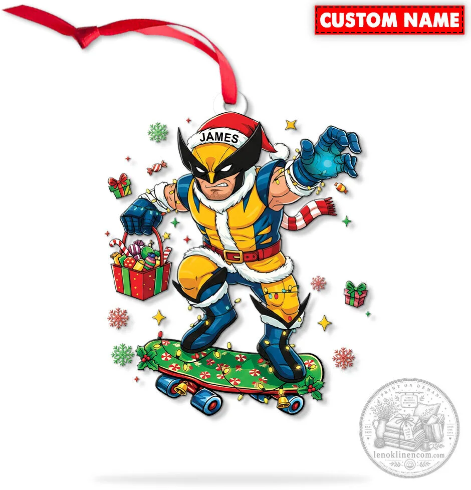 Wolverine Christmas Skateboard Holiday Ornament with Custom Name 11 Wolverine Christmas Skateboard Holiday Ornament with Custom Name