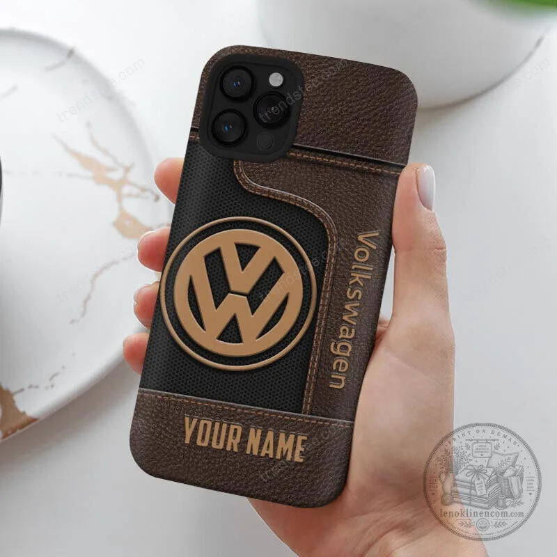 Volkswagen Custom Name Brown Leather Style Phone Case 5 Volkswagen Custom Name Brown Leather Style Phone Case