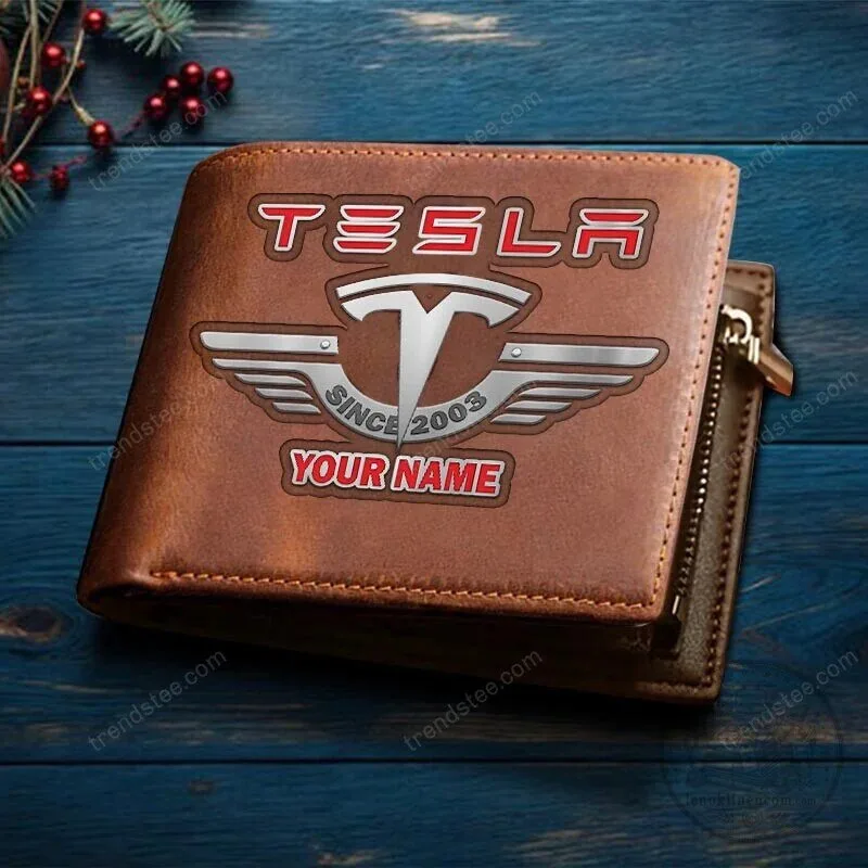 Personalized Tesla Since 2003 Custom Name Black Leather Wallet 5 Personalized Tesla Since 2003 Custom Name Black Leather Wallet
