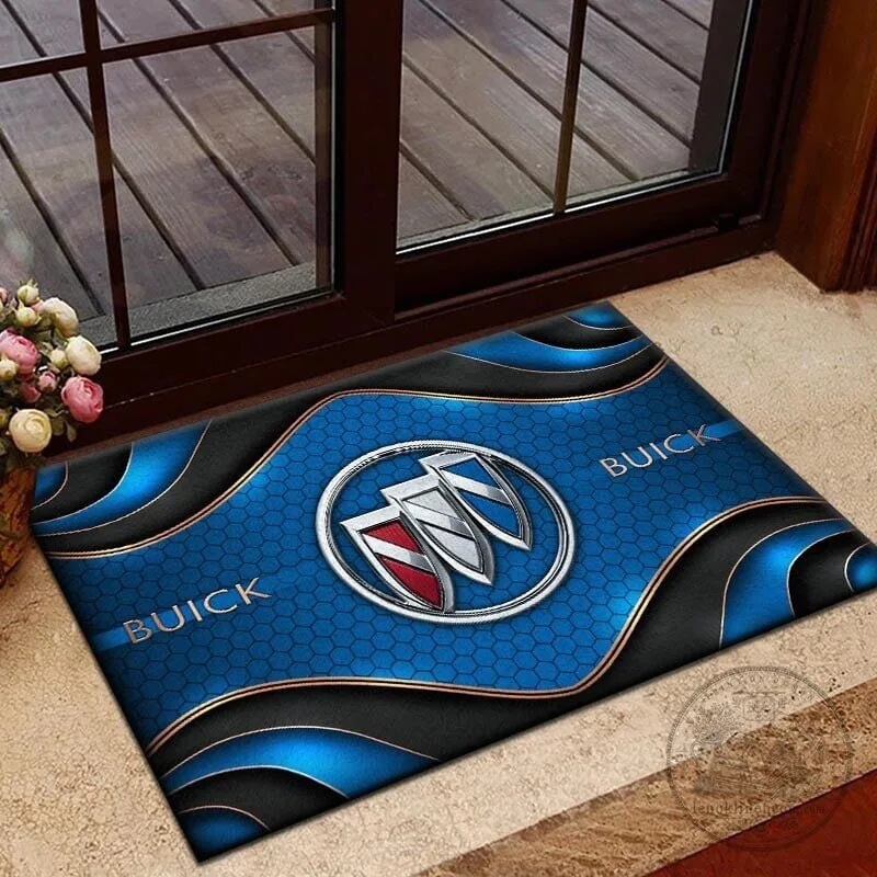 Buick Car Brand Logo Blue Honeycomb Pattern Doormat
