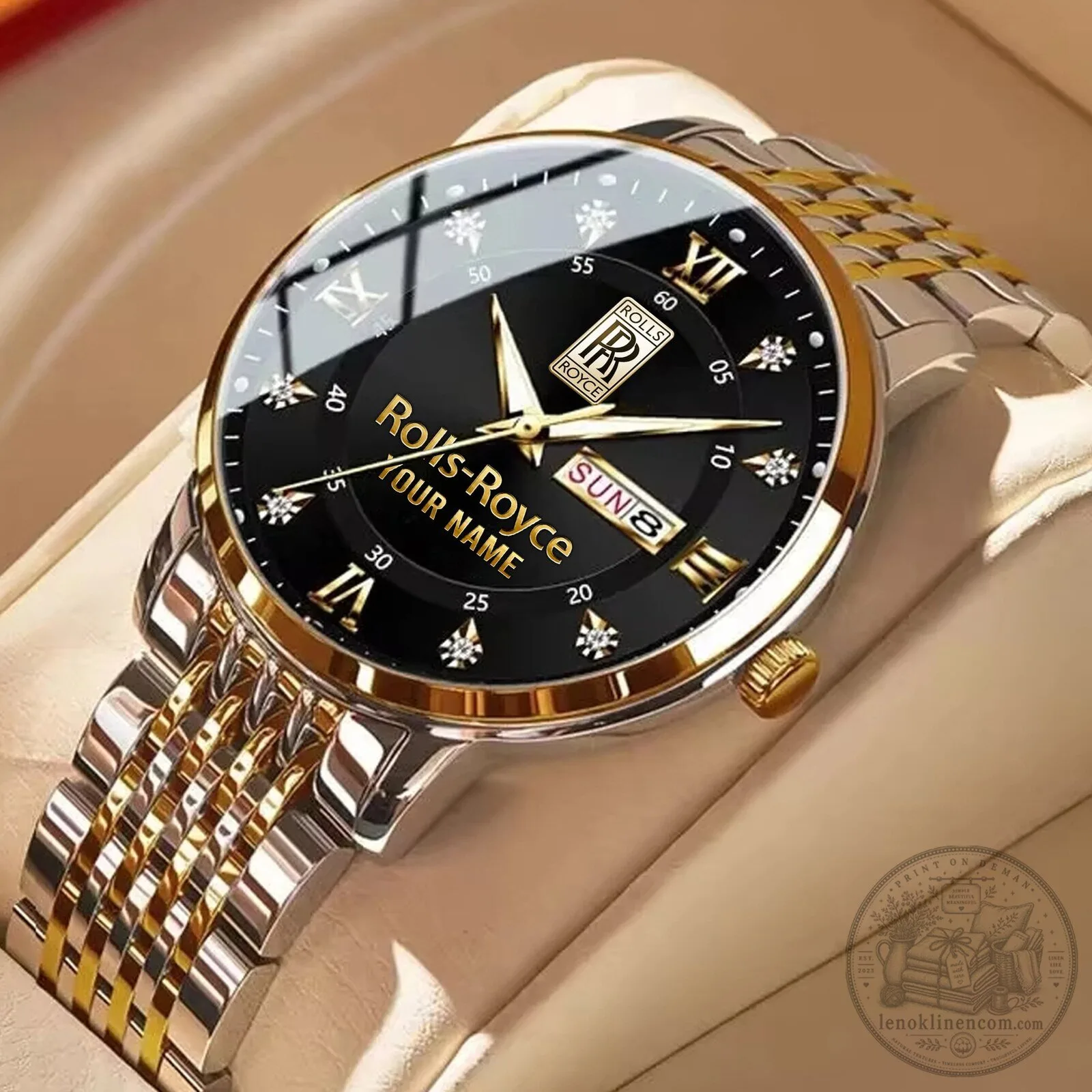 Rolls-Royce Custom Name Elegant Fashion Design Leather Men's Watch