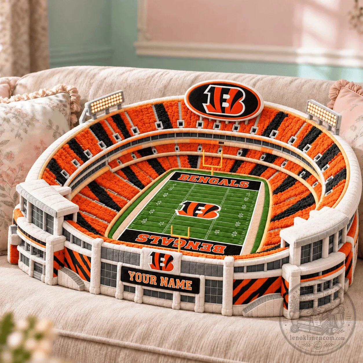 Cincinnati Bengals NFL Football Stadium Shaped Throw Pillow