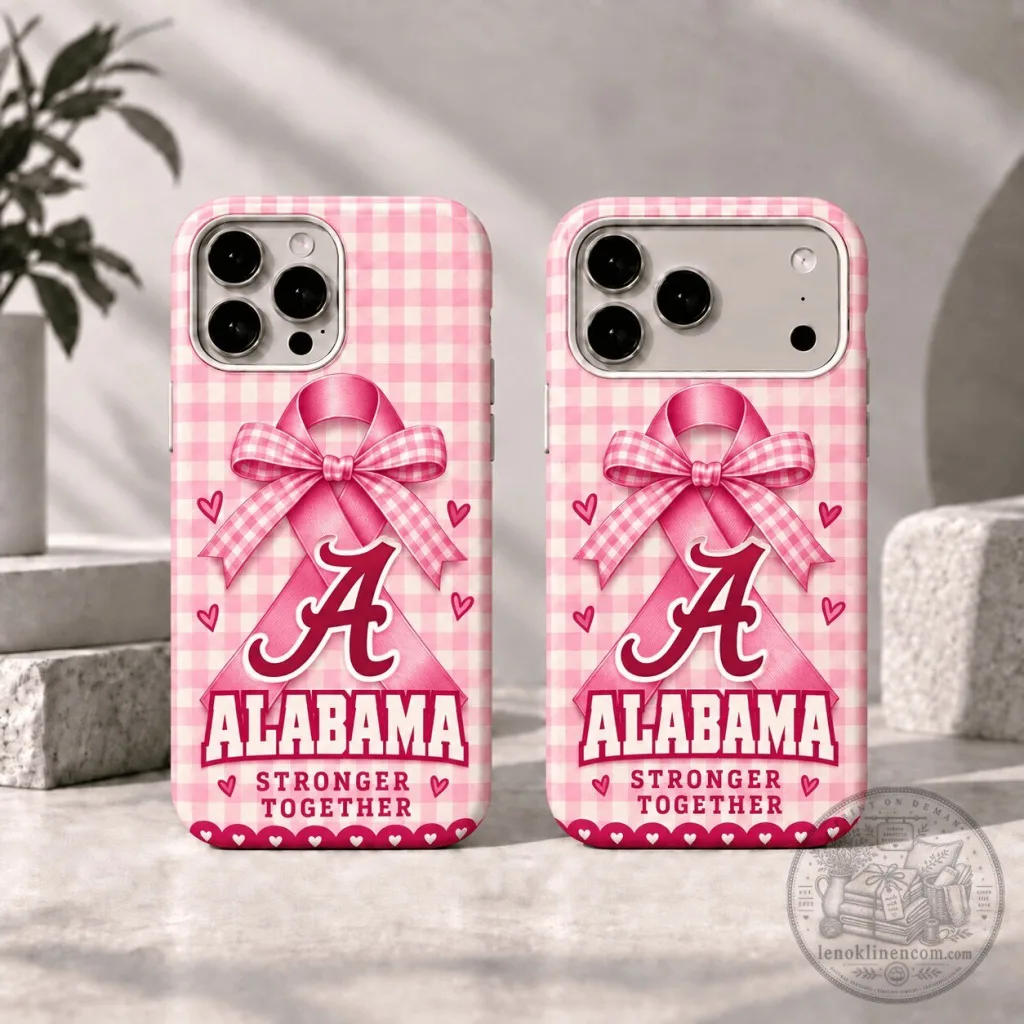 Alabama Crimson Tide Breast Cancer Awareness Pink Gingham Phone Case Alabama Crimson Tide Breast Cancer Awareness Pink Gingham Phone Case