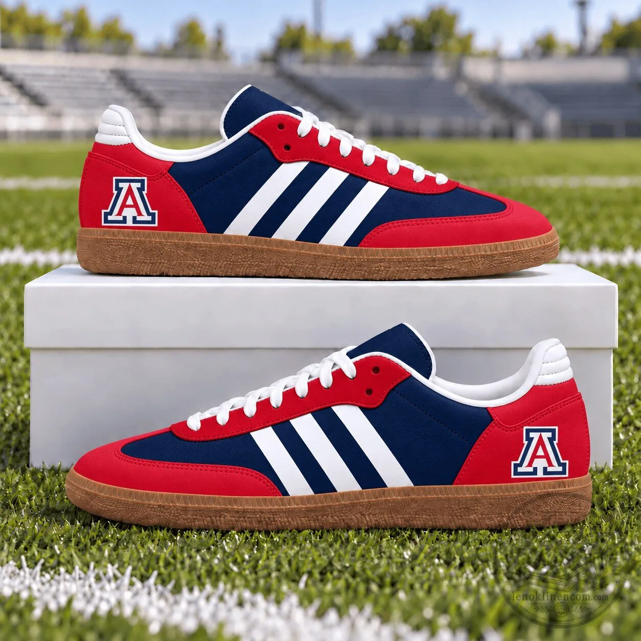 Arizona Wildcats NCAA College Team Red Blue White Stripes Samba Shoes