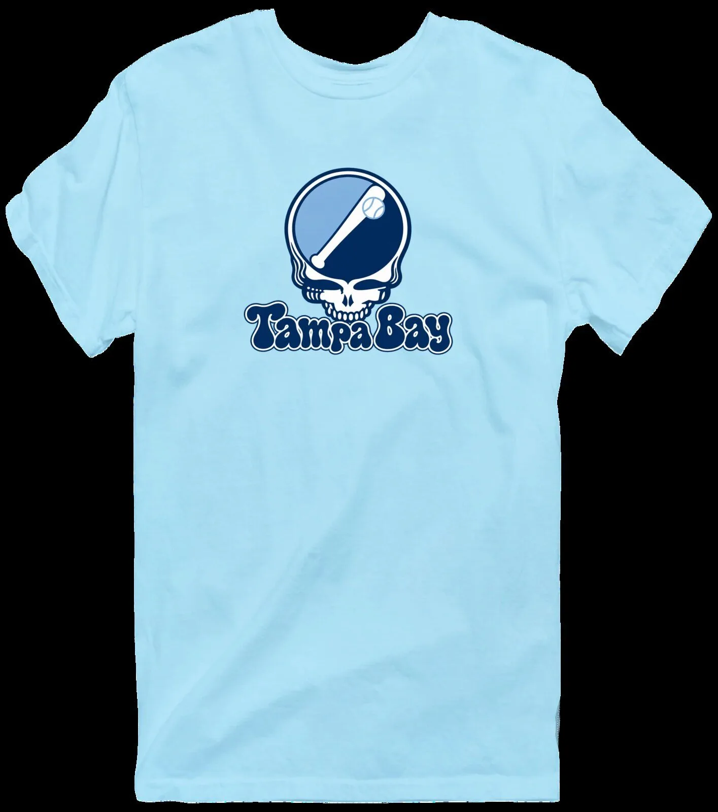 Tampa Bay Baseball Stealie Grateful Dead Skull Logo Light Blue T-Shirt
