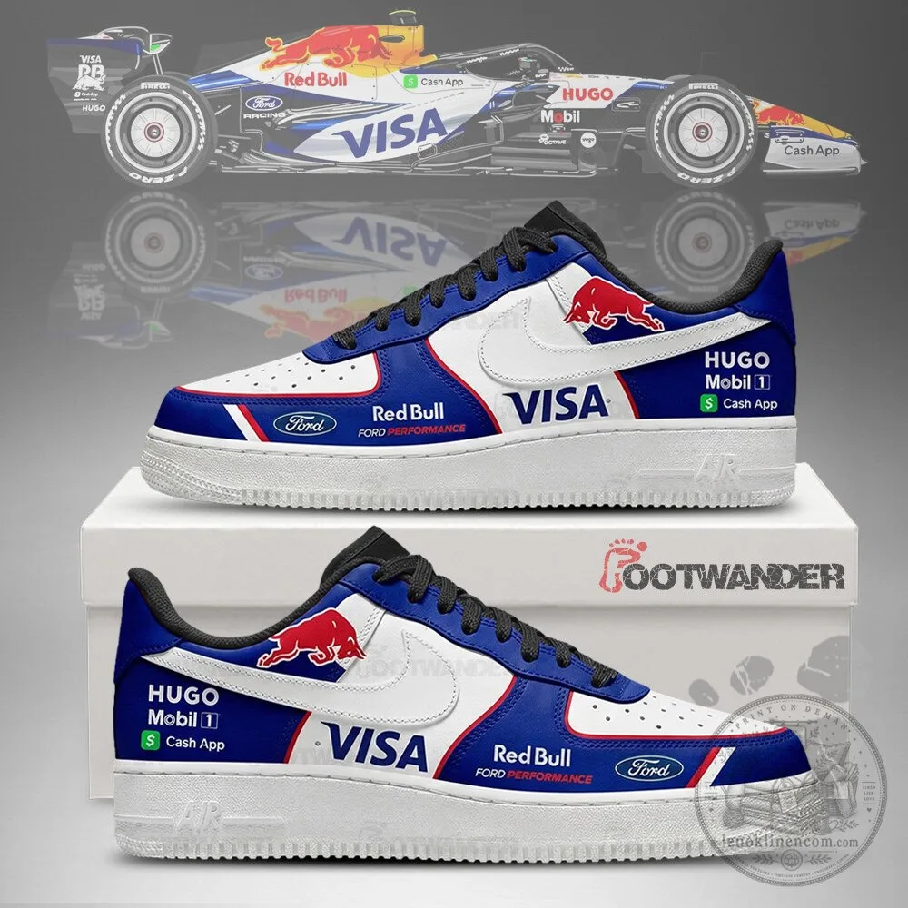 Red Bull Racing Formula 1 Team Custom Branded White and Blue Athletic Shoes 15 Red Bull Racing Formula 1 Team Custom Branded White and Blue Athletic Shoes