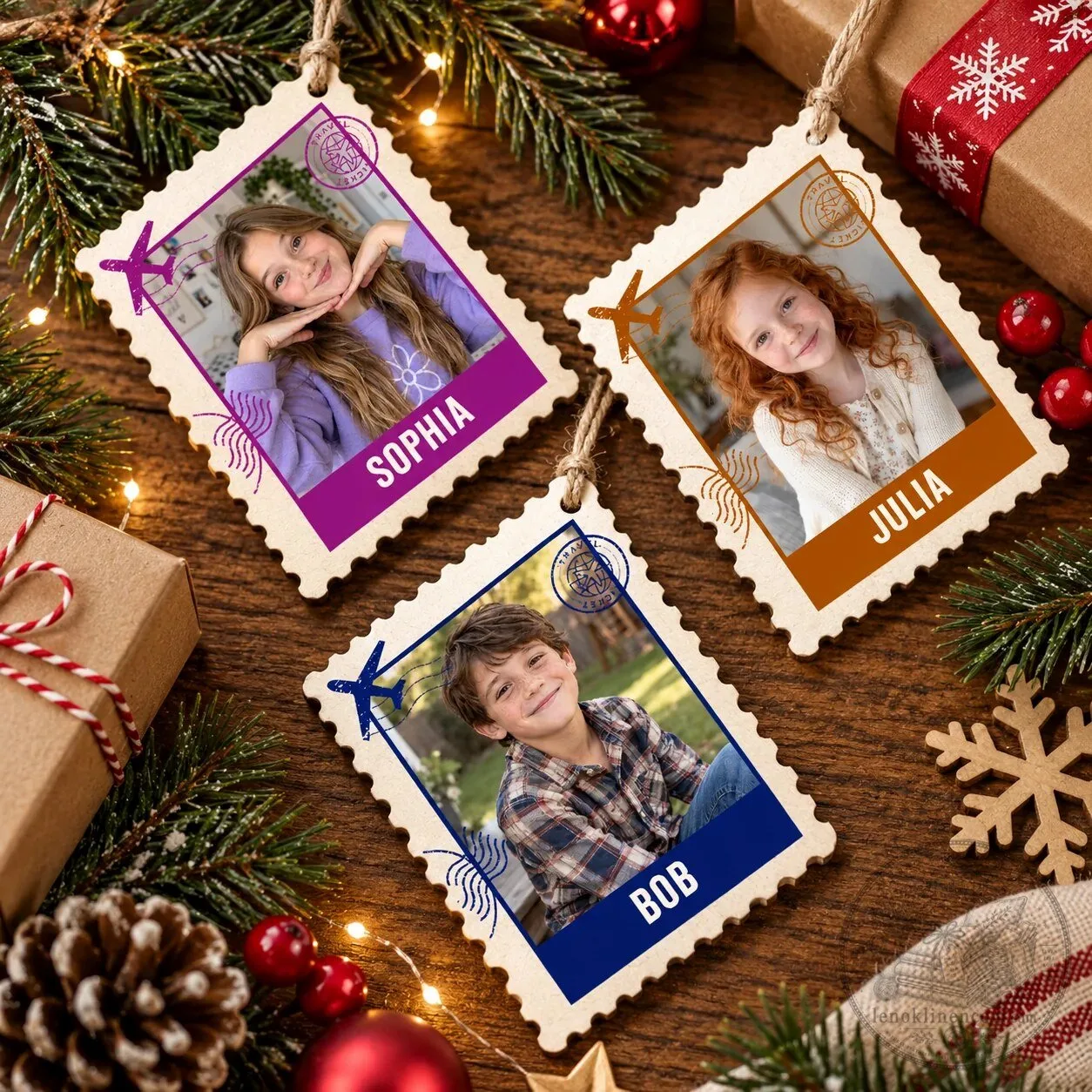 Personalized Family Photo Postage Stamp Christmas Holiday Ornament