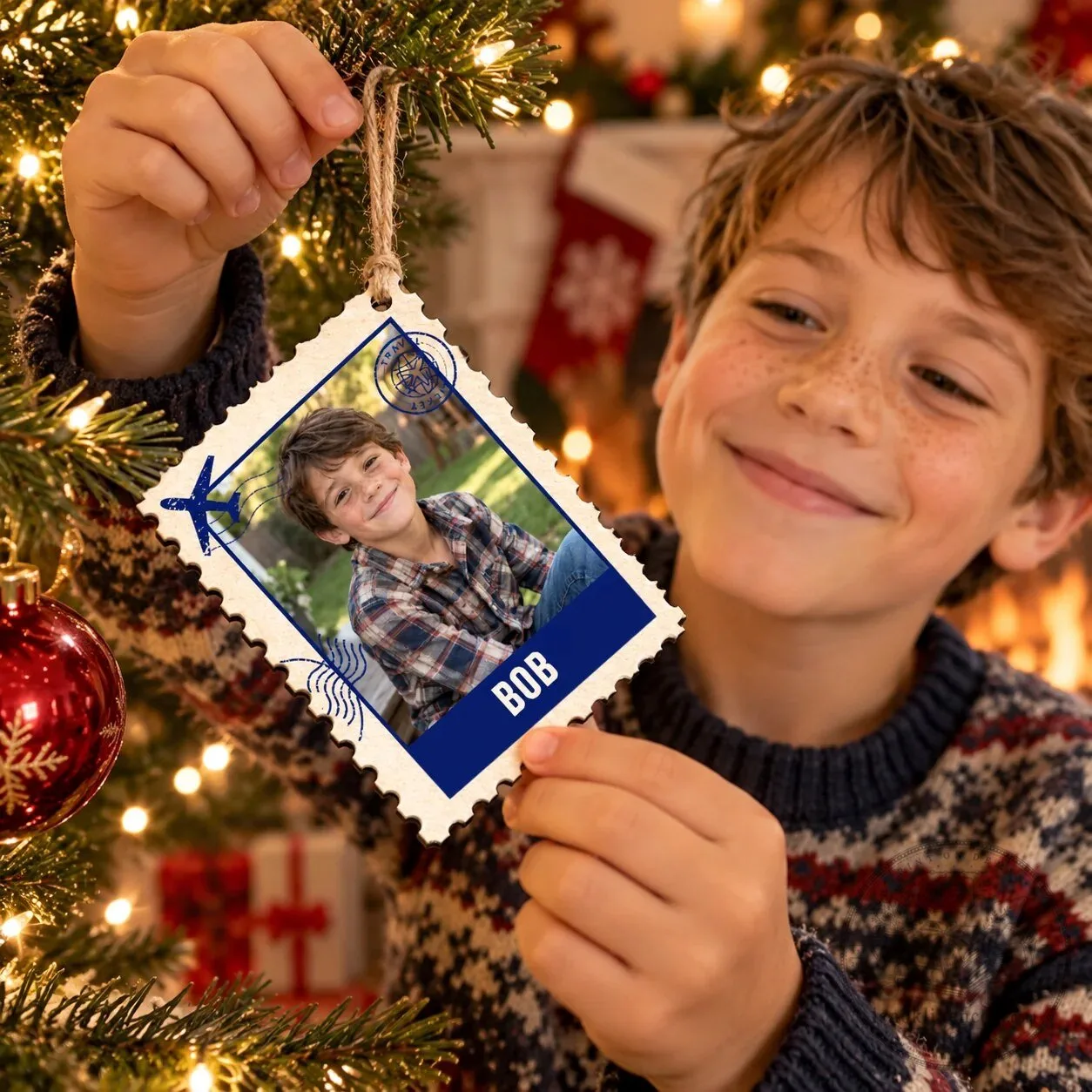 Personalized Family Photo Postage Stamp Christmas Holiday Ornament 12 Personalized Family Photo Postage Stamp Christmas Holiday Ornament