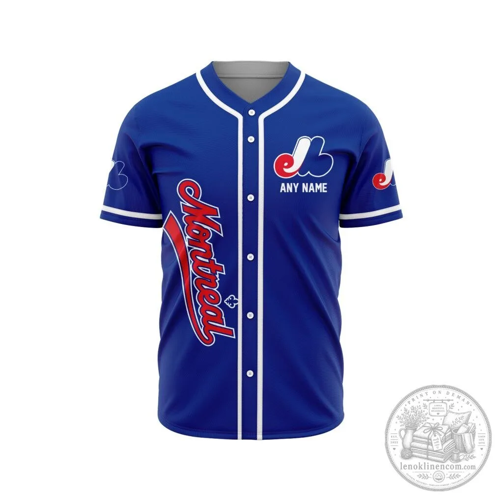 Montreal Expos Personalized Name and Number Blue Baseball Jersey 4 Montreal Expos Personalized Name and Number Blue Baseball Jersey