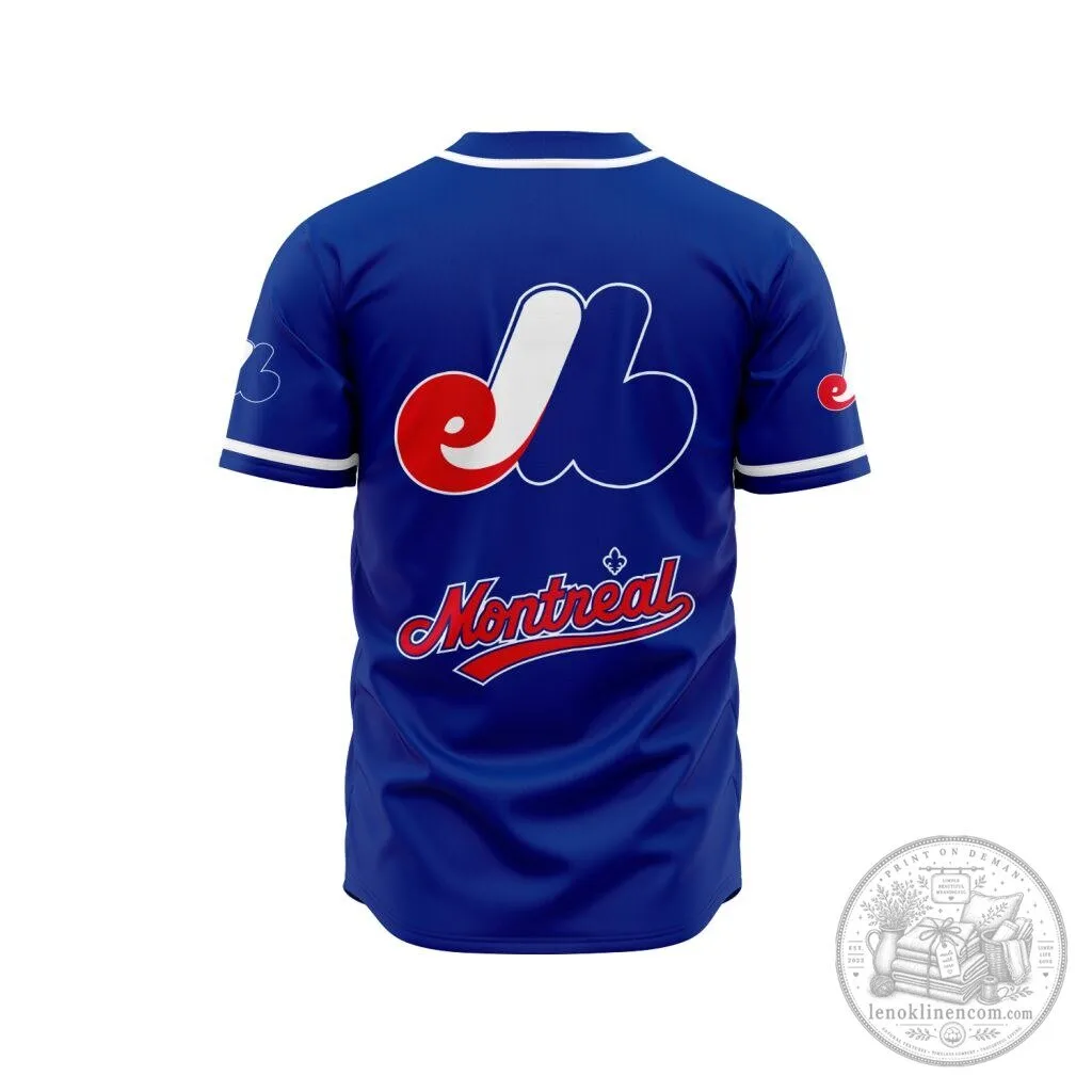 Montreal Expos Personalized Name and Number Blue Baseball Jersey 5 Montreal Expos Personalized Name and Number Blue Baseball Jersey