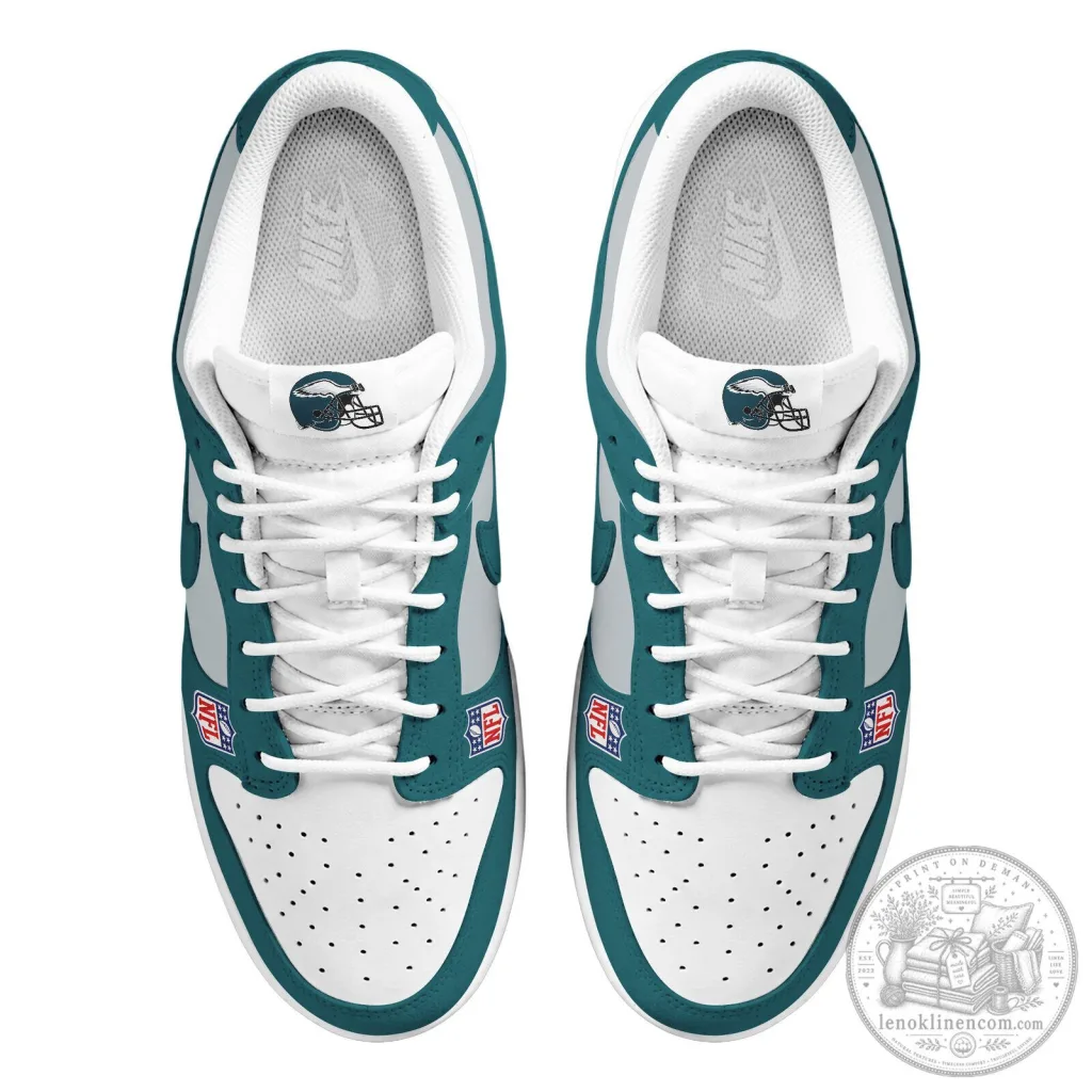 Philadelphia Eagles NFL Team Logo White and Teal Athletic Sneakers Philadelphia Eagles NFL Team Logo White and Teal Athletic Sneakers