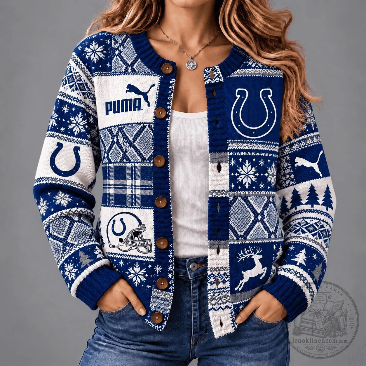 Indianapolis Colts Christmas Patchwork Cardigan Sweater