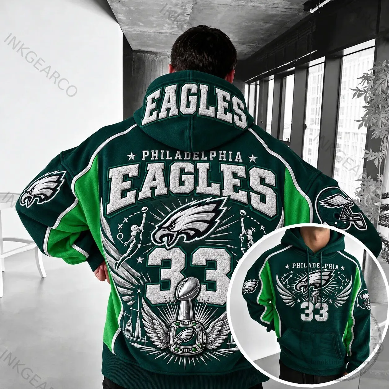 Hoodie Celebrating Philadelphia Eagles Super Bowl Championship Football