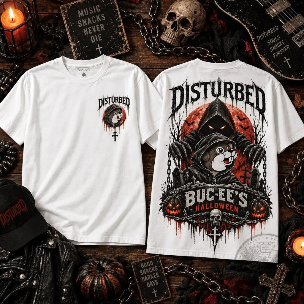 Disturbed Buc-ee's Halloween Grim Reaper Heavy Metal Music T-Shirt 31 Disturbed Buc-ee's Halloween Grim Reaper Heavy Metal Music T-Shirt