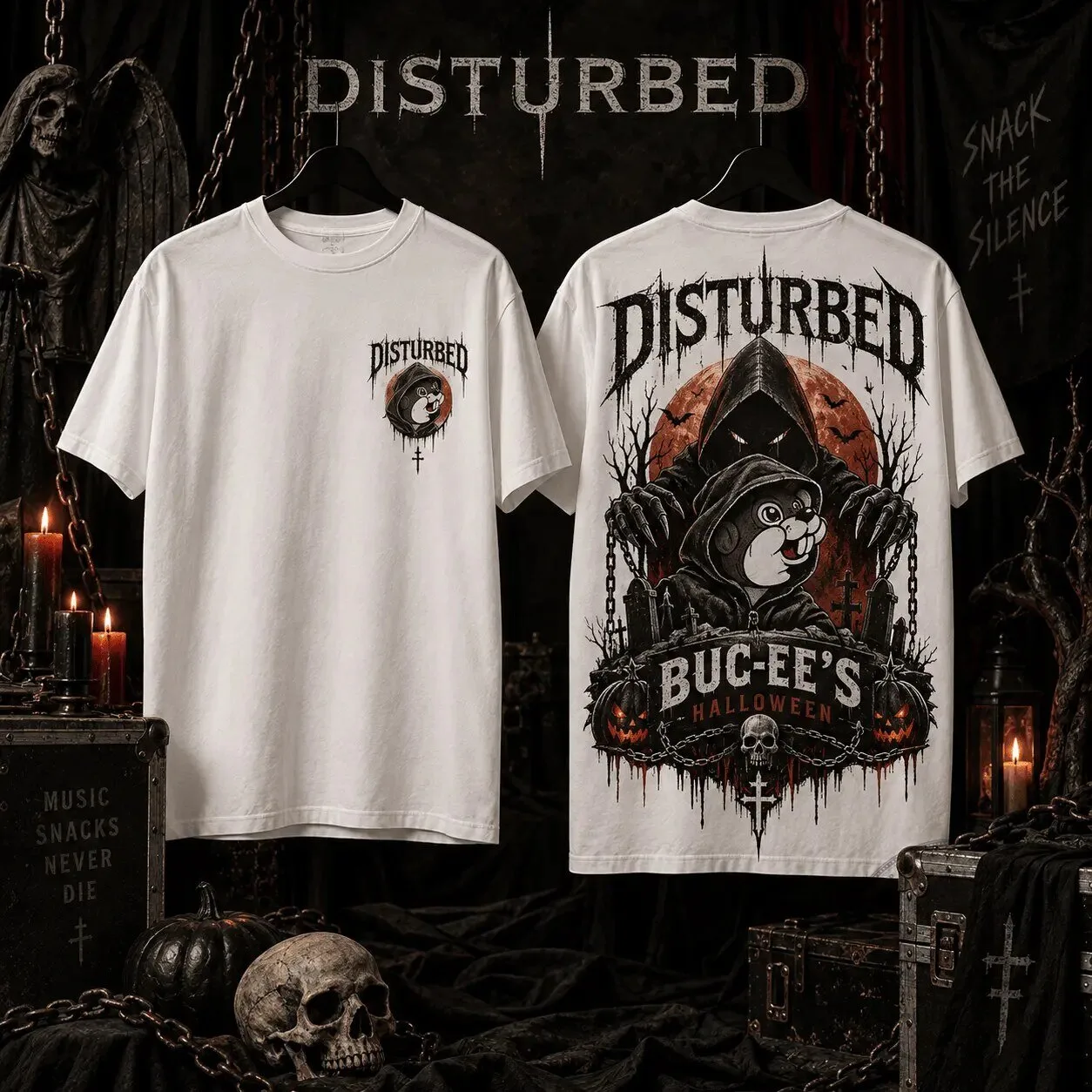 Disturbed Buc-ee's Halloween Grim Reaper Heavy Metal Music T-Shirt 3 disturbed buc ee s halloween grim reaper heavy metal music t shirt gallery 1