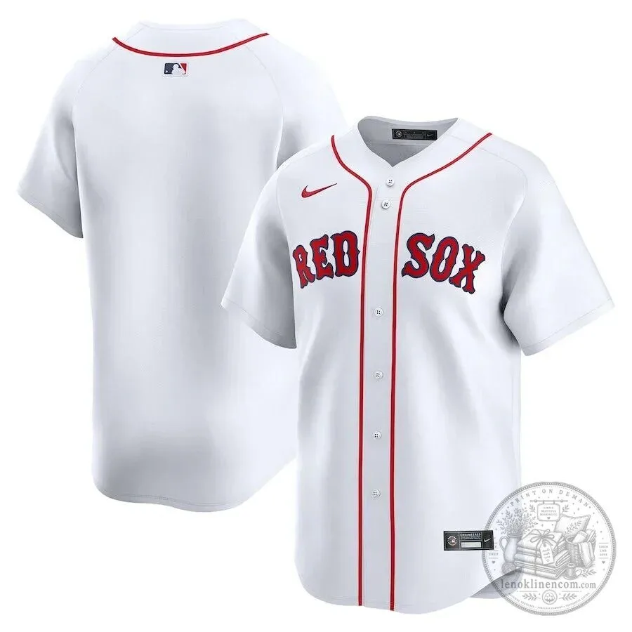 Boston Red Sox White Baseball Jersey with Red Lettering and Trim